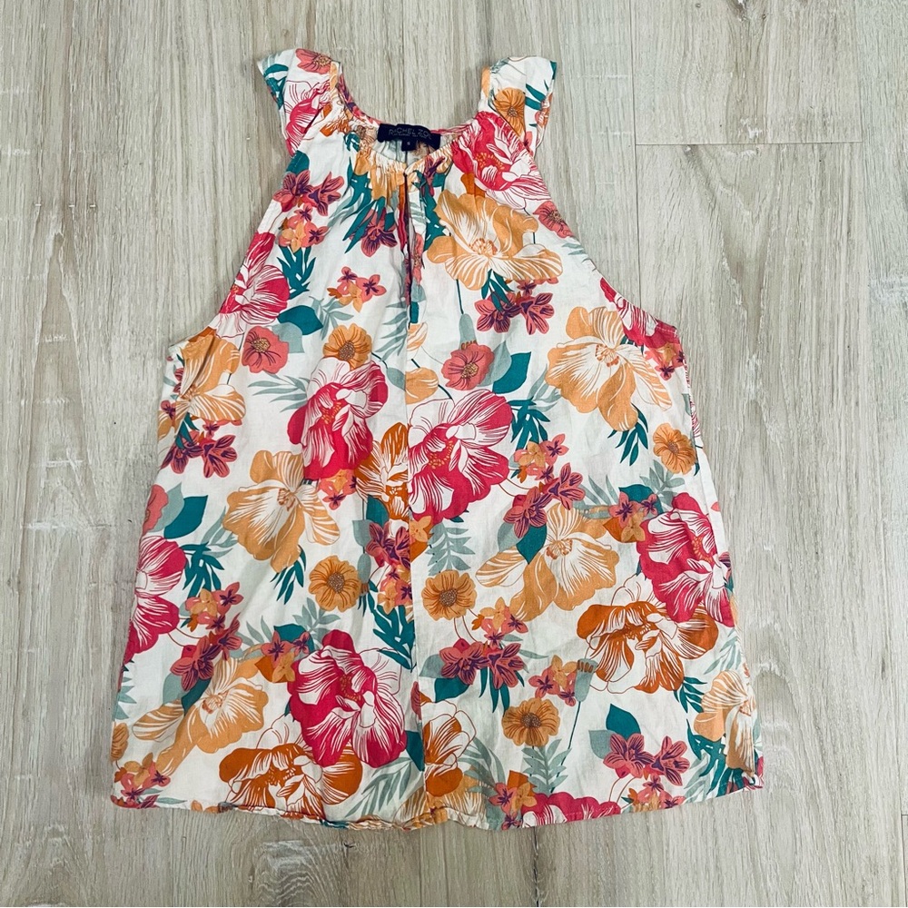 Rachel Zoe Linen Floral Relaxed Fit Blouse Tropical Vacation Top Size Small